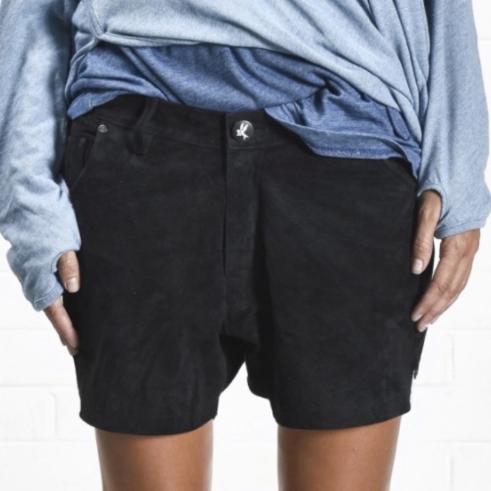 ONE TEASPOON Black Suede Hustler Shorts Size Small
